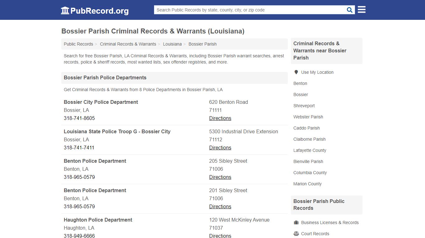 Bossier Parish Criminal Records & Warrants (Louisiana)