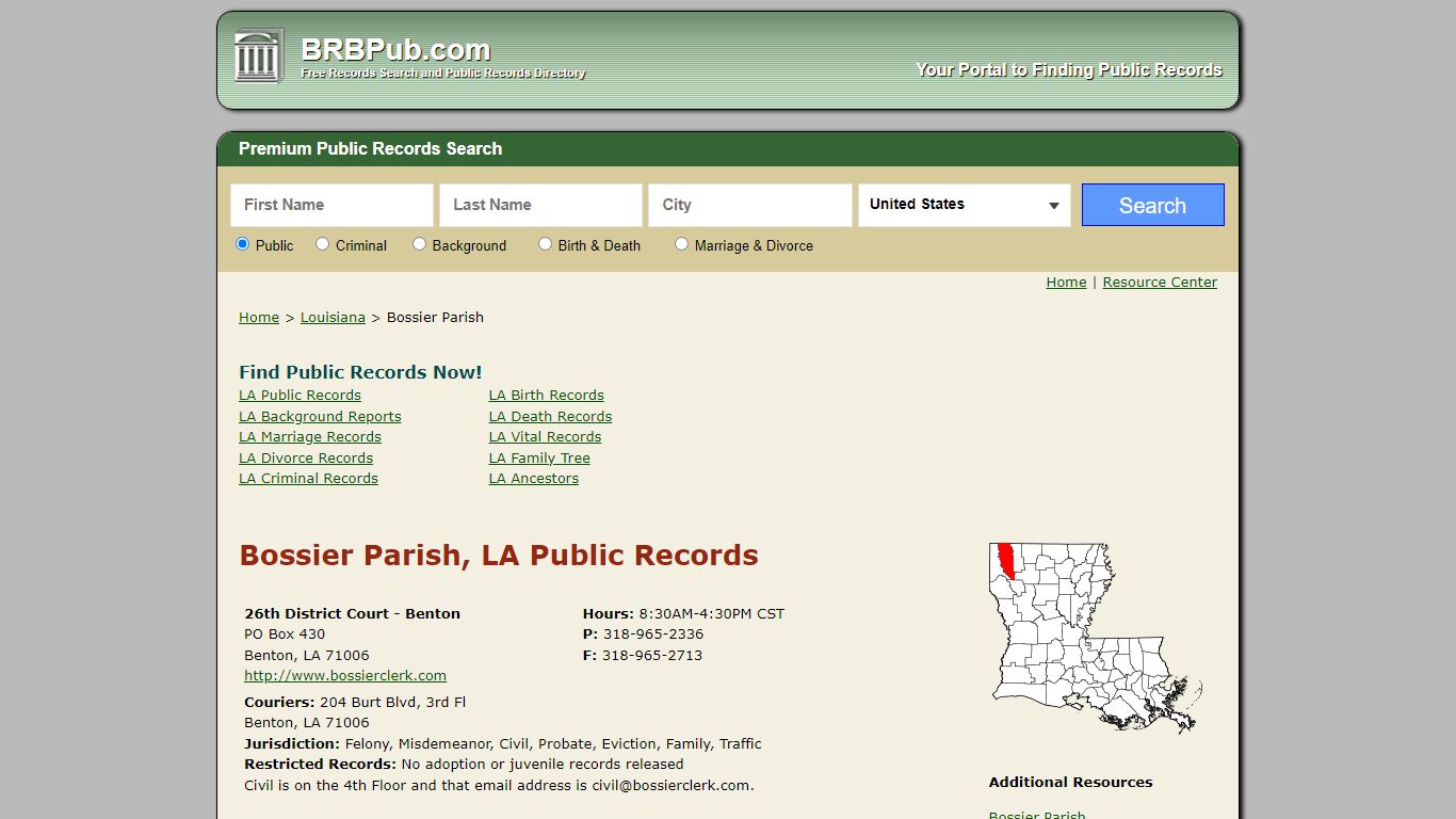 Bossier Parish Public Records | Search Louisiana Government Databases