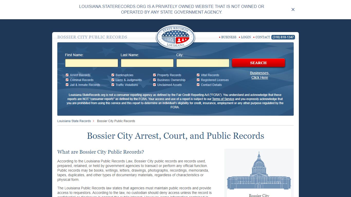 Bossier City Arrest and Public Records | Louisiana.StateRecords.org